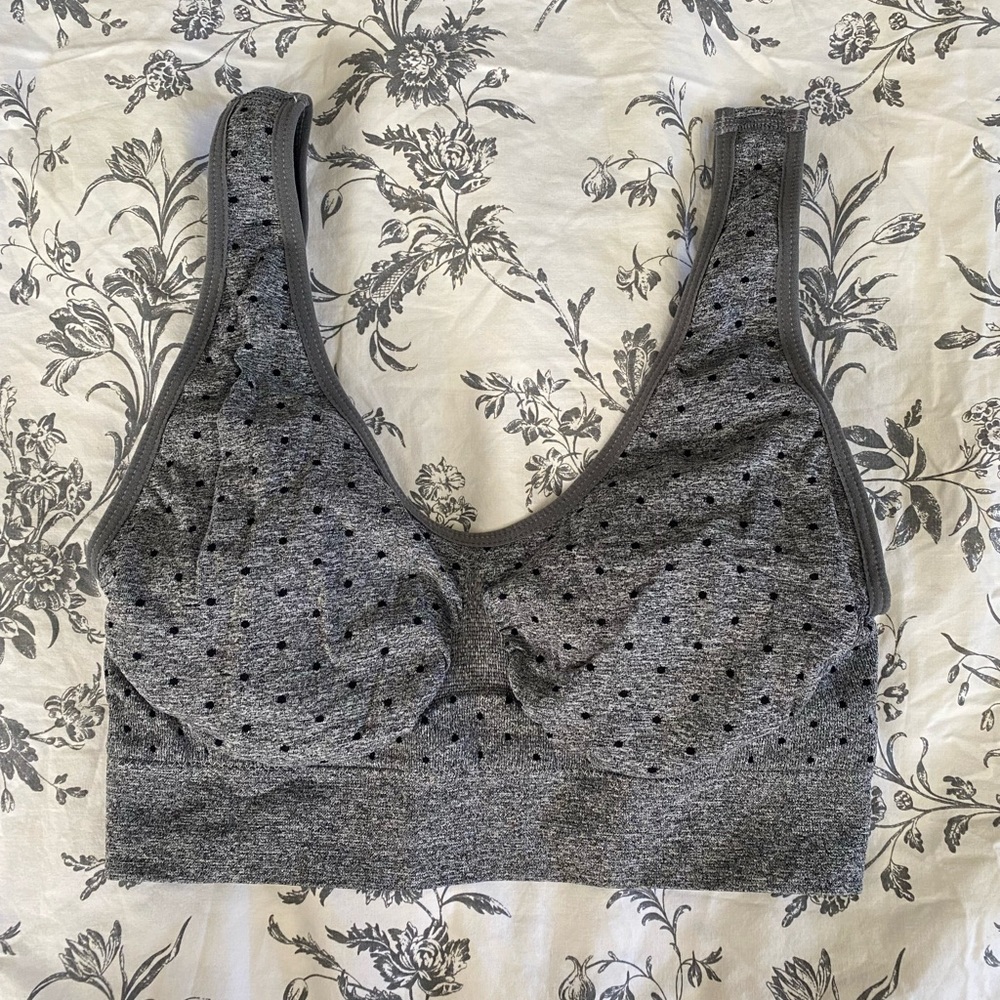 Grey Polka Dot Sports Bra